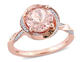1.78 Carat (ctw) Morganite Swirl Ring in 10K Rose Pink Gold with Diamonds